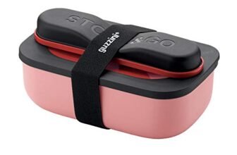 Guzzini Store On The Go STORE&GO Set Lunch Box con Posate da Viaggio, Polipropilene, Thermo Poli Rock, Stainless Steel, 21 x 12 x h 7 cm, 900 ml-Rosso Brillante, 02