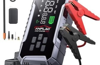 Booster Avviamento Auto 8000A, ANFLAG Avviatore Batteria Auto con Compressore 160PSI, 26800mAh Starter Batteria Auto per Tutti Gas o 12L Diesel con Ricarica Rapida USB-C/600 Lumen LED