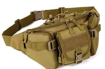 Huntvp Uomo Marsupio Tattico Sportivo Borsa Petto Militare per Campeggio Escursione Ciclismo Viaggio Trekking Outdoor Marrone