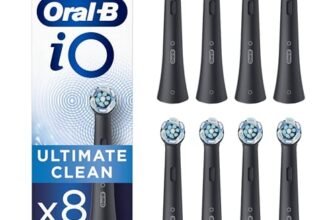 Oral-B iO Ultimate Clean Testine Spazzolino Elettrico, Confezione da 8 Testine di Ricambio Nere, Rimuove il 100% della Placca, Progettate per il tuo Oral-B iO, Adatto alla Buca delle Lettere