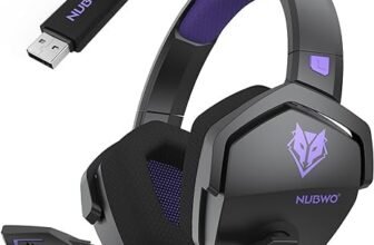NUBWO G06 Cuffie Gaming Wireless per PC/Ps5/Ps4/NS/Mobile, 2,4GHz+5.3 Bluetooth,Cuffie Wireless con Microfono 7.1 Qualità Audio Senza Perdita di Bassa Latenza, Durata di Oltre 100+ Ore -Viola