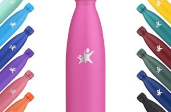 KollyKolla Borraccia Termica, 500ml, Bottiglia Acqua in Acciaio Inox, Mantiene Caldo 12h e Freddo 24h, Termos senza Perdite, Borraccia Bambini per Sportiva, Scuola, Palestra, Viaggi – Rosa Rossa