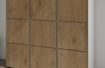 Mai & Mai Scarpiera Portascarpe 135x36x120cm, Porta Scarpe Armadio Scaffale Portascarpe 9 Ante + 18 Scomparti per Ingresso Soggiorno, Camera da Letto Schuhschrank02, Bianco opaco+Marrone chiaro