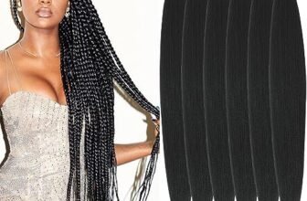 Xusuperb Extension Capelli per Treccine Africane Nero 30 Pollici Lunghe Kanekalon Easy Braids Extensions Nere 6 Confezioni Extension Capelli Sintetici per Trecce Black Braiding Hair Pre Stretched(1B)