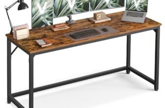 VASAGLE Scrivania per Computer, Postazione Lavoro, 60 x 160 x 76 cm, Scrivania da Ufficio, Studio Camera da Letto Soggiorno, Marrone Vintage e Nero Inchiostro LWD121K01