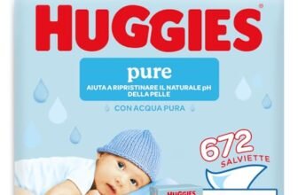 Huggies Pure, Salviette neonato, 99% acqua pura, 65% fibre assorbenti naturali, 672 Pz (12 x 56)
