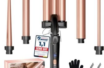 BESTOPE MIX Ferro Arricciacapelli 5 in 1- Set Ferro Arricciacapelli Rivestimento in Ceramica, Piastra Onde per Capelli 2 Température, Piastra per Onde con Ferri di Diverso Diametro, Calore Delicato
