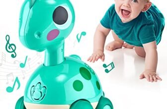 CubicFun Giochi Bambini 1 Anno Dinosauro Interattivo – Giocattolo Gattonare con Musica e Luci, Dino Sonoro per Neonato 12 18 Mesi, Regalo Bambino 1 2 Anni Compleanno