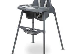 Bebeconfort Meely, Seggiolone Pappa Portatile 2 in 1 convertibile in Sedia Bambini, Seggiolone Evolutivo 6 Mesi-3 Anni (max. 15 kg), Leggero (3,3 kg), Facile da pulire, Cintura a 5 punti, Dark Grey