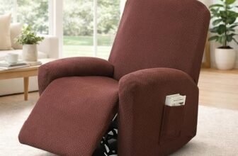 MeYuxg Set di 4 Copri Poltrona Relax Reclinabile, 1 Posto Elasticizzato con Tasche e Braccioli, Utte le Inclusive Strisce Jacquard, Lavabile (Caffè Profondo)
