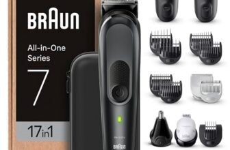 Braun Regolabarba Tagliacapelli Uomo, Rasoio Elettrico Barba e Capelli, 17-in-1 Styling Kit Per Barba, Capelli, Corpo, Naso e Orecchie, 100 Minuti Di Utilizzo, MGK7491 Nero