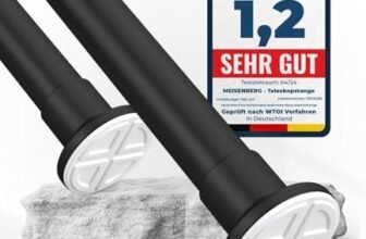 MEISENBERG Bastone Estensibile a Pressione 260-310cm, Nero Opaco, Ø 32 mm, Asta Tenda Doccia per Tende, Bagni e Balcone