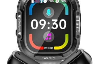 Cuffie Traduzione Simultanea con Schermo LCD, 150 Lingue/9 Modalità di Traduzione, Auricolari Traduttore Simultaneo Bluetooth 6.0, 60H Cuffie Traduttore Istantaneo con APP per Viaggi/Studio/Business