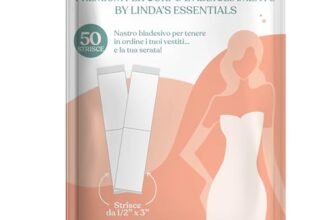 Linda’s Essentials Nastro biadesivo Extra forte per tessuti Fashion Tape (confezione da 50), biadesivo trasparente per scollature, spalline, orli