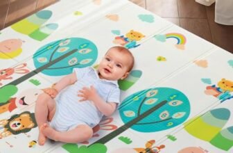 Tappetino da Gioco per Bambini, Tappeto Gioco Neonato, Tappeto Bambini Reversibile, Non Tossico, Fondo in Schiuma XPE, Pieghevole, Impermeabile, per Sviluppo Sensoriale, Giraffa (200 * 180cm)