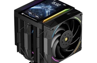 TR Peerless Assassin 120 VISION MAX ARGB Black CPU, raffreddatore PC con 2 ventole TL-K12 PWM, display magnetico da 5″ (risoluzione 480 x 854) per LGA1851/1700 & AM5