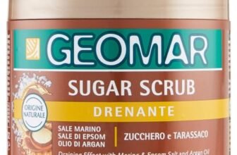GEOMAR | Sugar Scrub Corpo Drenante, Con Sale Marino, Sale di Epsom, Olio di Argan ed estratti di Zucchero e Tarassaco, 95% di Origine Naturale, Made in Italy, 600 g
