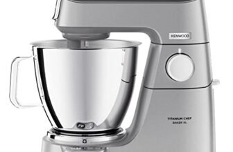 Kenwood Titanium Chef Baker XL KVL85.424SI Planetaria con Bilancia Integrata dotato con 3 utensili di miscelazione, Doppia Ciotola da 5L e 7L, Food Processor da 1,2L e Frullatore in vetro da 1,6L