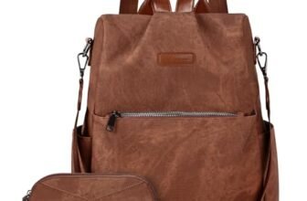 Leathario Zaino Da Donna Antifurto e a Prova di Spruzzi, Zainetto Multifunzionale in Pelle Vegana, Borsa Casual ed Moda per Viaggio, Scuola, Lavoro, Shopping, Visite e Università