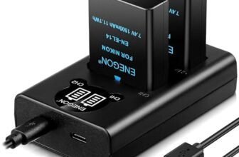EN-EL14/EL14a Batteria sostitutiva (2 pezzi) e caricabatterie Dual USB intelligente per Nikon DSLR D3100, D3200, D3300, D3400, D3500, D5100, D5200, D5300, D5500, D5600, DF Coolpix P7000 P7100 P7800