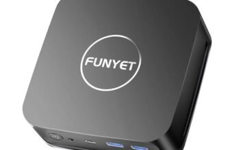 FUNYET Mini PC Laptop,Win 11 Pro, 16 GB de RAM DDR4, SSD de 1 TB, procesador N95 (hasta 3,4 GHz), HDMI + DisplayPort/RJ45 x2/WiFi/Bluetooth 5.0/USB 3.2, Compatible con Pantallas 4K, Negro