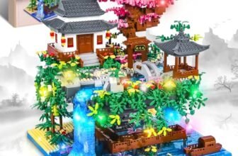 Charmofun 3320pezzi Mini Mattoncini da Costruzione, Set di Mattoncini Costruzione Giardino classici cinesi con LED, Peach Blossom Pool Cinese Architecture, Creative STEM Regalo per bambini e adulti
