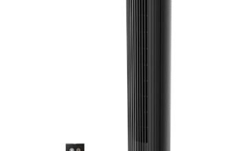 Midea FZ10-17JR Ventilatore a Torre Silenzioso con Telecomando, Ventilatore da Terra Portatile 45W, 90° Oscillazione, Display LED, 3 Velocità e 3 Modalità, Timer 7H, per Casa e Ufficio, 36″, Nero