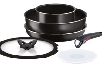 Lagostina Ingenio Essential Plus Set di Pentole e Padelle Antiaderenti in Alluminio per Gas e Forno (no induzione), 6 Pezzi,Casseruola Fonda 16cm, Padella 26cm, Wok 26cm, 2 Coperchi, Manico Removibile