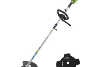 Greenworks Tagliabordi e Decespugliatore Elettrico 230V 1200W Taglio 40cm 2mm filo/coltello 5500 rpm, Maniglia Regolabile Potenza Motore GST1246