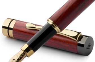 Wordsworth & Black Set penne stilografiche, legno di bambù premium, Pennino medio, custodia regalo, Include 6 cartucce d’inchiostro, convertitore di ricariche d’nchiostro Calligrafia [Palissandro]