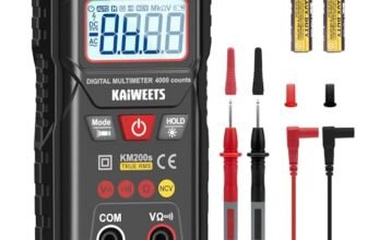 KAIWEETS Multimetro Digitale KM200s con True RMS, Voltmetro con Auto-Range, Misurazione Intelligente, Rilevatore Tensione NCV Senza Contatto, Tensione AC/DC, Resistenza, Diodo, Ohm, Tester Continuità