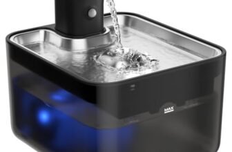 KYG Fontanella per Gatti Senza Fili, 3L Fontanella Gatto Automatica con Sensore di Movimento, Vassoio Acciaio Inox 304, Fontana per Gatti Silenziosa, 4000mAh(Modulo Alimentazione Removibile), Nero