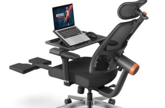 Newtral MAGICH-PRO Sedia Ufficio Ergonomica con Poggiapiedi, Sedia Scrivania Poltrona Bracciolo Poggiatesta Regolabile, Ergonomic Office Chair (MAGICH-PRO con Tavola staccabile, Nero)