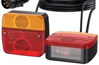 Justech 2 Pezzi Luci Posteriori Super Luminoso 12V Luci Posteriore del Rimorchio con E-mark Set Fanali Posteriori Impermeabile IP65 con Cavo da 7,5 m Fanali LED Rimorchio 21W con Montato a Vite