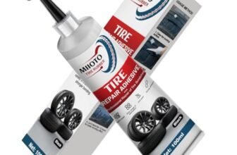 Miioto Mastice per Riparazione Pneumatici, Ripara Gomme Auto, Colla Riparazione Pneumatici, Ripara Buchi e Crepe, Riparazione Gomme Auto/Bici/Moto -100ml