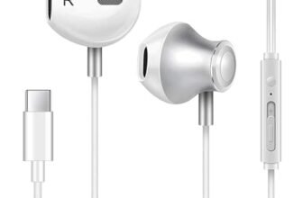 GAMURRY Cuffie USB C con cavo di tipo C per Samsung S21 S22 S23 Ultra, cuffie stereo Hi-Fi con microfono e controllo del volume, bianco