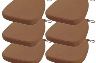 FIOVIP Cuscino per sedia con cinghie rimovibili, lavabile, doppio antiscivolo, alta elasticità(43X40X33CM(3CM),Colore caffè chiaro,6 pezzi)