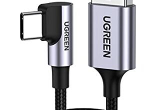 UGREEN Cavo USB C 90 Gradi 3A in Nylon, Cable Type C a A Ricarica Rapida QC 3.0, Compatibile con iPhone 16/15 Plus Pro Max, Galaxy S24 Ultra/S23/S22/A53,Pixel 9/8/7. 0,5M