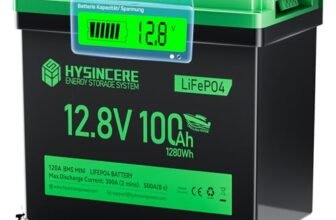 HYSINCERE Batteria Litio Trolling Motors LiFePO4 12V 100Ah con LED, 120A Intelligente BMS & Max 15000 Cicli, 12 Volt Deep Cycle 1280Wh Ricaricabile per Barche, Camper, Campeggio, Sistemi a Casa Solare