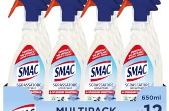 Smac – Sgrassatore Universale, Detergente Spray Multisuperficie con Azione Sgrassante, Splendore Imbattibile, 650 ml x 12 Pezzi