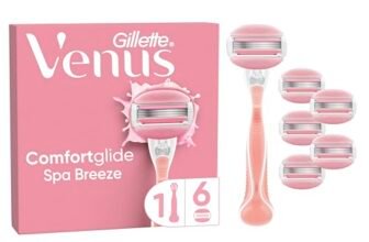 Gillette Venus Comfortglide Spa Breeze, 1 Rasoio Donna Venus, 6 Lamette Donna Da 3 Lame, Per Una Rasatura Liscia E Profonda Che Dura