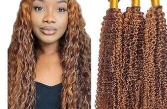 Tuheerst Curly Wave Human Hair Bundles P430 Highlight Brown Bundel Echthaar Human Hair Extensions Echthaar Tressen Double Weft Remy Hair 3 Bundle Total 300g 22 22 22 Inch
