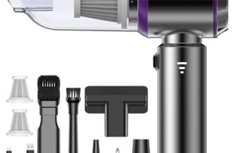 KITBEZN Aspirabriciole Senza Fili, 26KPa Aspirapolvere Auto Portatile, 3 Velocità Aspirapolvere Auto con Potente Aspirazione, Mini Aspirapolvere Ricaricabile per Auto, Casa, Ufficio (Viola)