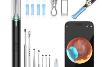 AZHE Pulizia Orecchie Otoscopio, Pulitore Orecchie 1920P HD E Connessione Wifi, Pulisci Orecchie Con 6 LED, IP67 Impermeabile, Compatibile Con iPhone/iPad/Android (Nero)
