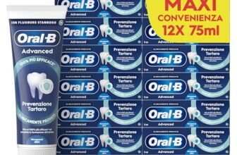 Oral-B Dentifricio Advanced Prevenzione Tartaro 12x75ml, Dentifricio Formato Convenienza Anti Tartaro con Microgranuli Attivi, Clinicamente Provato, Pulizia Denti, Sapore Menta Fresca, Alito Fresco