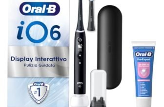Oral-B Spazzolino Elettrico Ricaricabile iO 6N Nero, 1 Spazzolino Elettrico, 2 Testine Di Ricambio, Custodia Da Viaggio + 1 Dentifricio Oral-B Pro Expert Sensibilità, Pulizia Denti Efficace