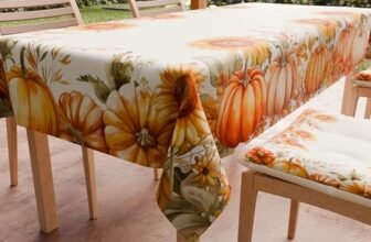 PETTI Artigiani Italiani – Tovaglia Antimacchia Rettangolare Copritavolo Cucina Disegno Zucca Pumpkin X24 Posti (140×450 cm), Tovaglia Halloween, 100% Made in Italy