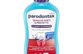 Parodontax Gengive Forti & Protette, Collutorio quotidiano con Acido Ialuronico, rinforza il sigillo tra bordo gengivale e dente per una protezione duratura* delle gengive, Intense Mint, 500ml