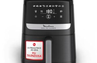 Moulinex Easy Fry Silence, Friggitrice ad Aria Silenziosa 5L/1.5kg per 6 Persone, 1670W, Sistema Easy Clean & Store, 10 Programmi, Touchscreen, Cestello Lavabile in Lavastoviglie, Nera, EZ5528
