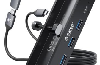 ORICO Hub USB, USB Hub 3.0 in Alluminio con Connettore di Alimentazione da 5 V, 5 Gbps a 4 Porte Hub USB C con 3 USB A 3.0 e 1 USB C 3.0, Cavo da 100 cm (da C a A/C), per Monitor, Scrivanie